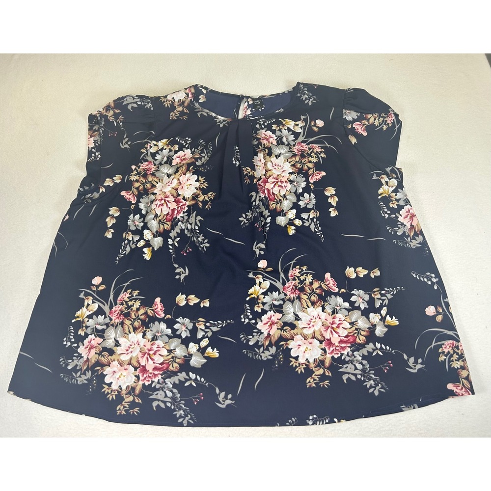 Emery Rose Floral Blouse Women 5XL‎ Navy Blue Cottagecore